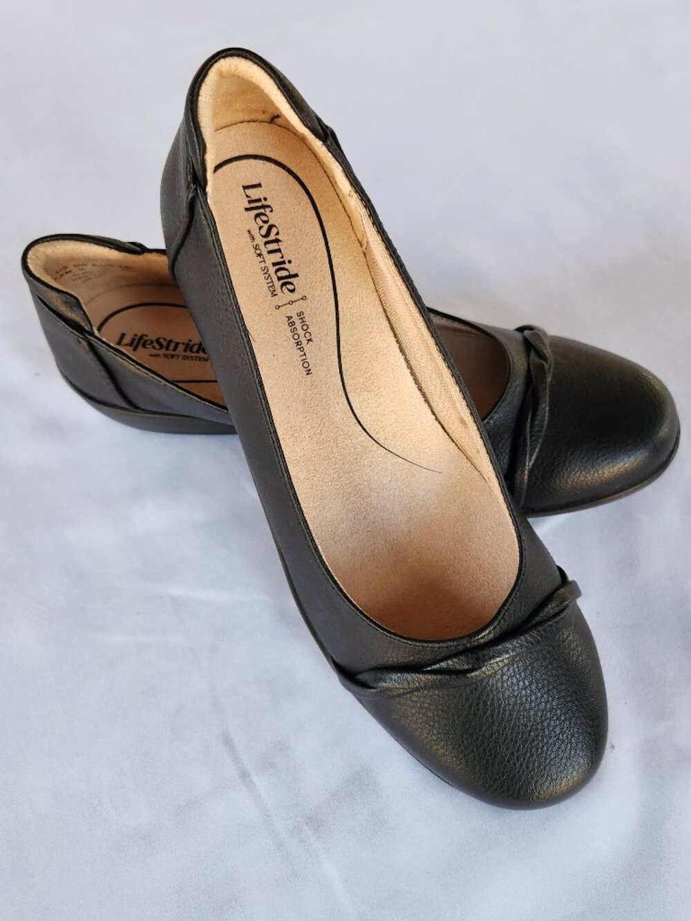 LifeStride Impact Womens Slip On Ballet Flats Black Comfort Shoe Size 7.5